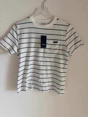 PARKE X Target Striped Pocket Crewneck Tee - White with Black Stripes